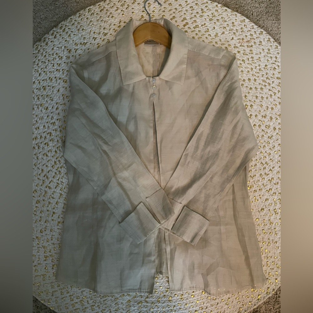 Chicos Sheer Button Top Women’s Size 1